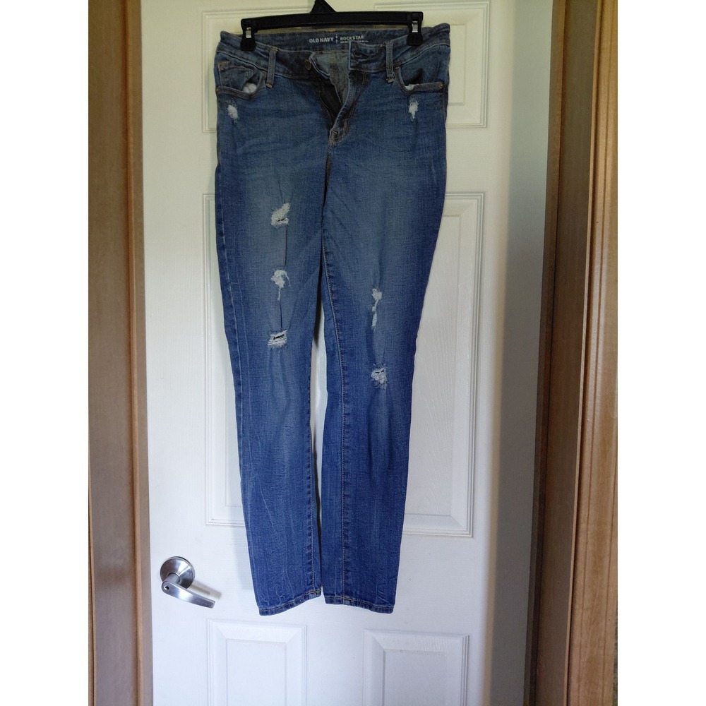 Old Navy Rockstar Women 6 Blue Mid Rise Skinny Jeans Stretch Denim